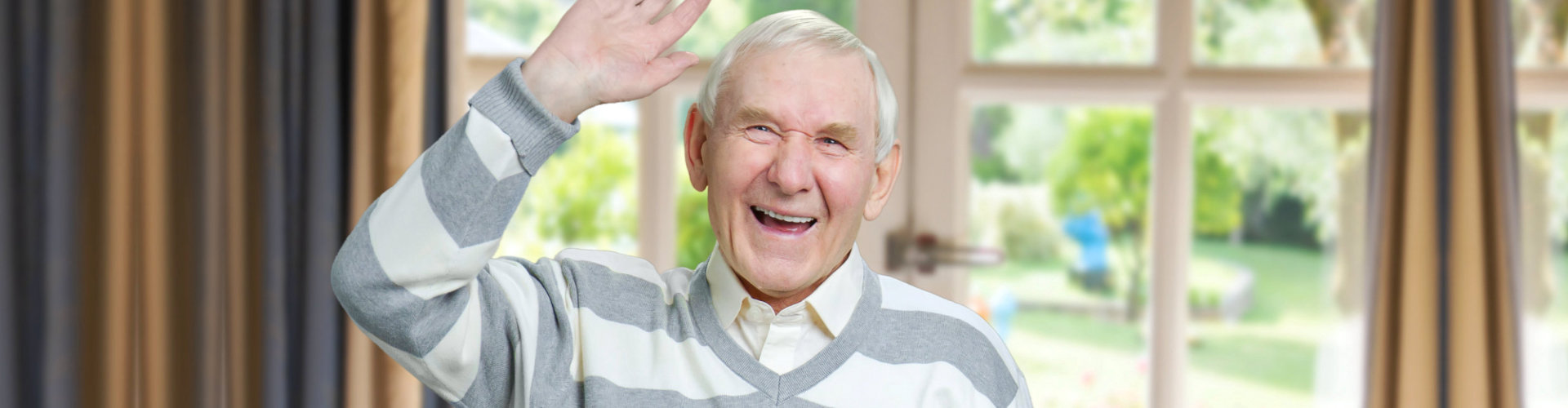 senior man doing high five